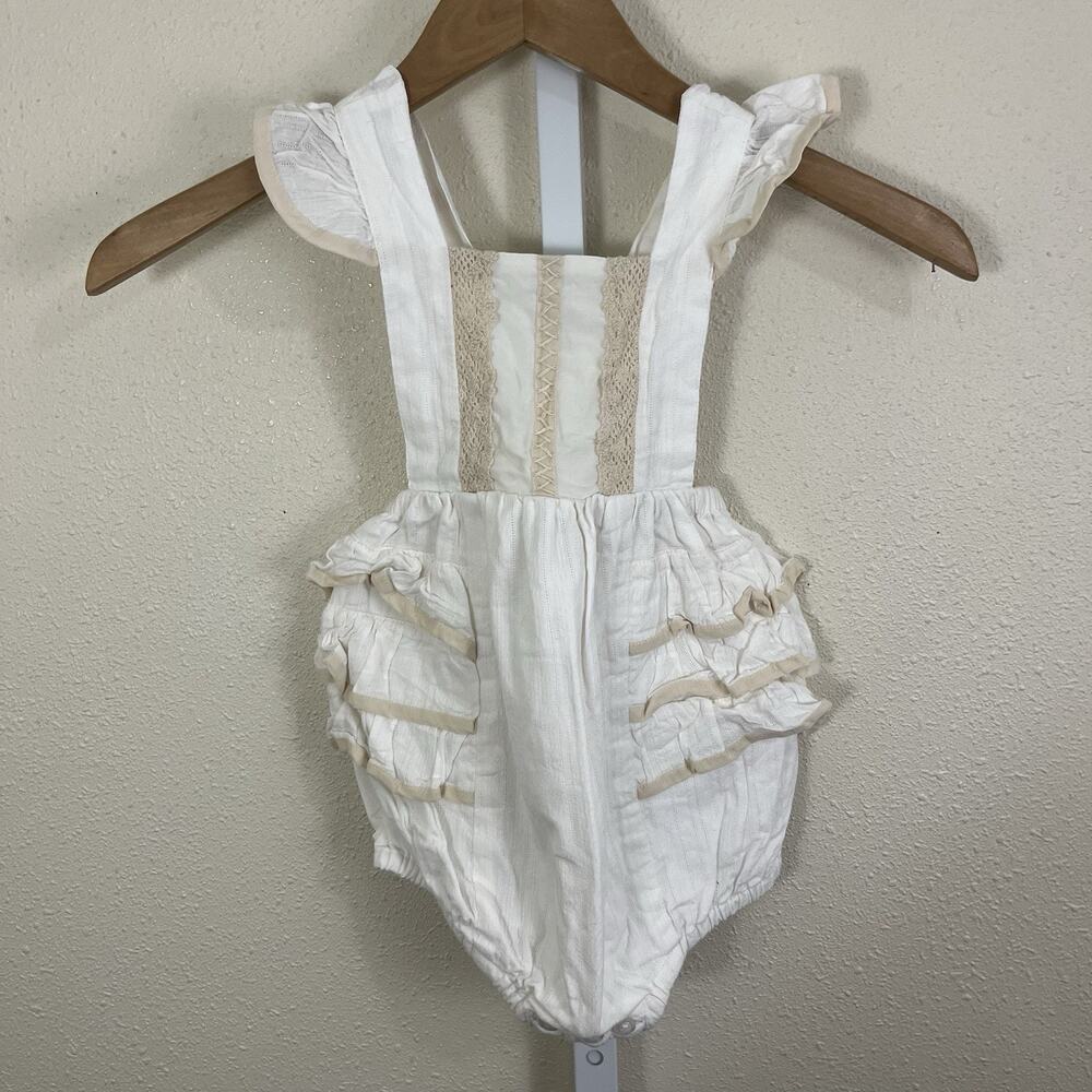 Well Dressed Wolf WDW Bubble Romper Baby Girls 3T Ruffle Lace Cottagecore - Picture 3 of 7